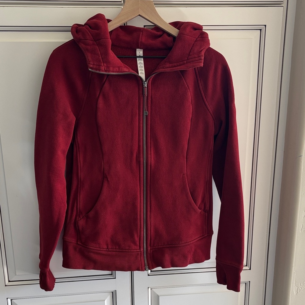 Lululemon Red Scuba Hoodie Sweatshirt Full Zip Women’s Size 8